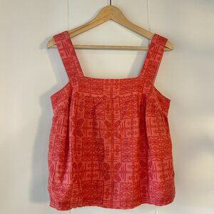 Anthropologie Red Woven Tank with Buttons size 8